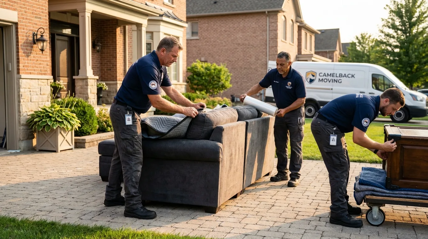 Large estate moving crew wrapping furniture in Powell, WY