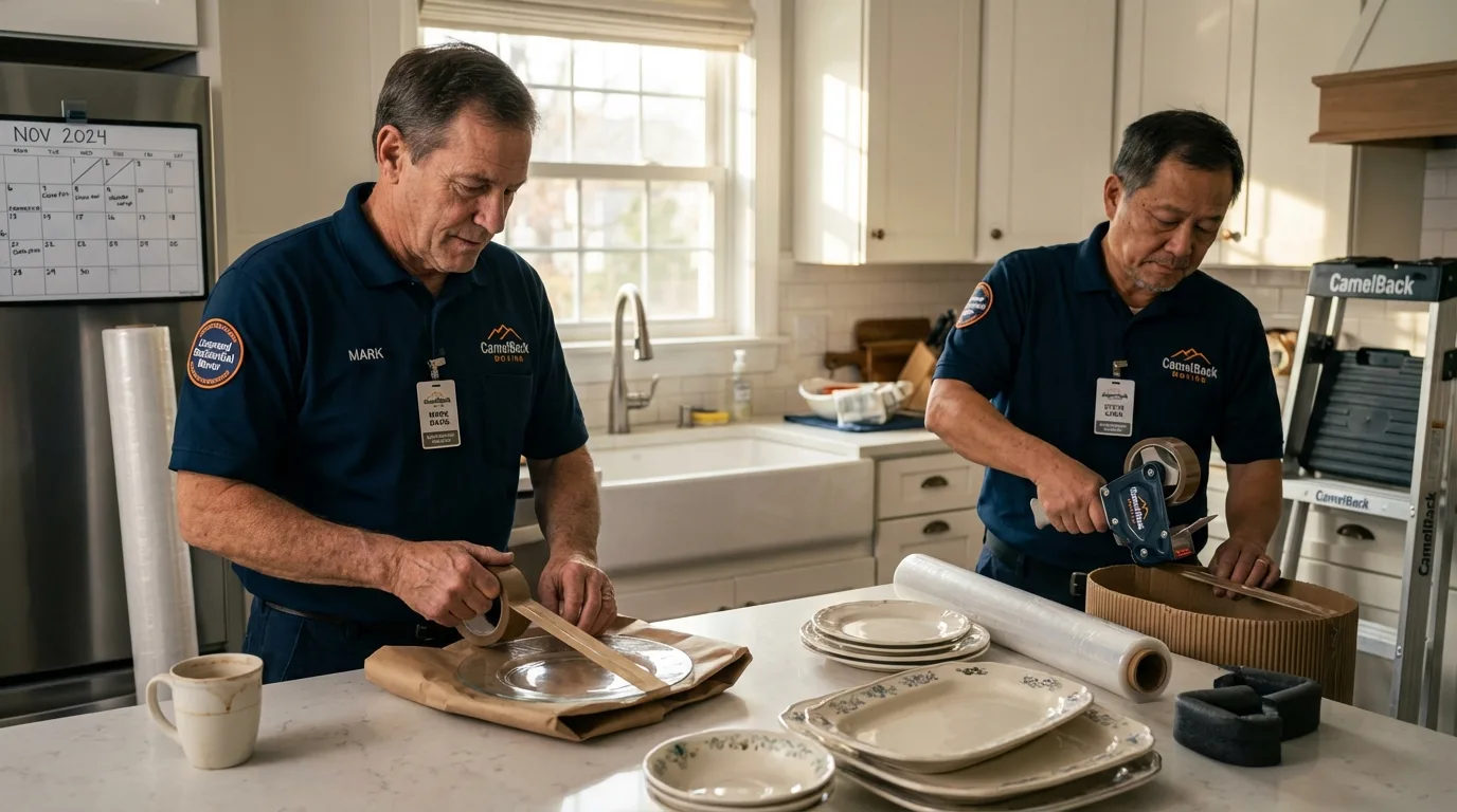 Professional crew packing kitchen dishware in Powell, WY